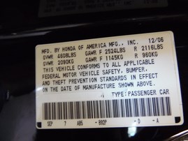 2007 ACURA TL TYPE S BLACK 3.5L AT A18811